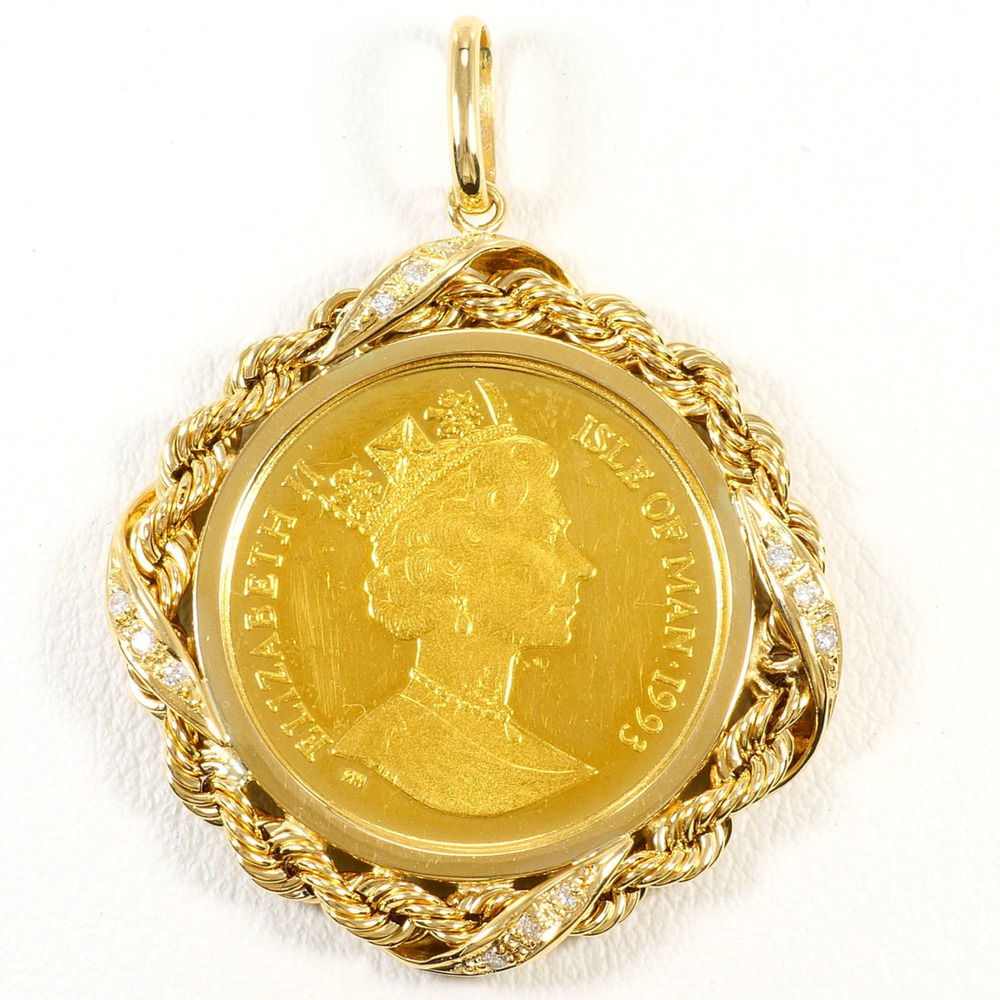 K24 24K YG Yellow Gold Pendant Top, 1.5 oz, 0.08ct Diamond, Total Weight 10.4...